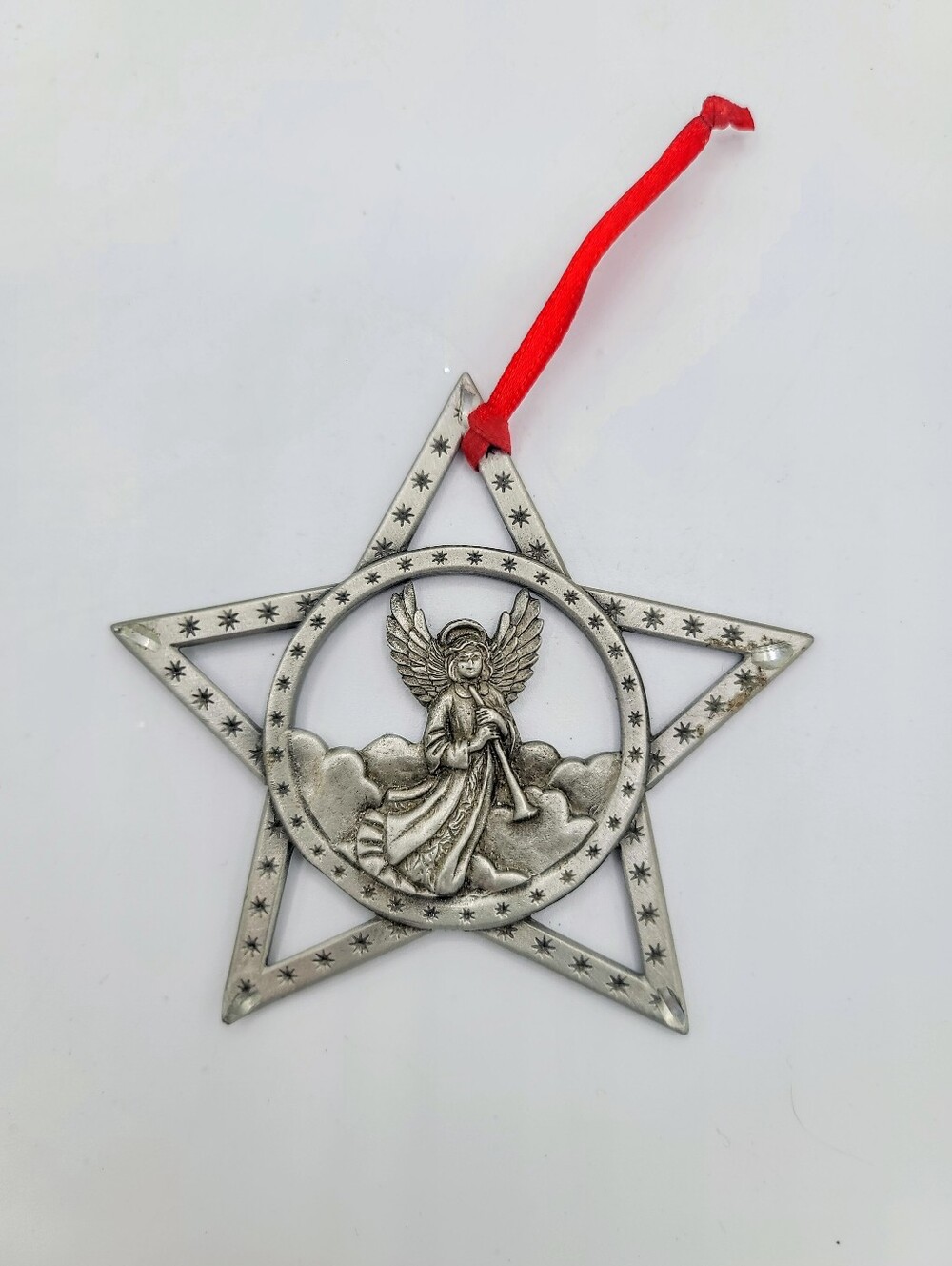 Pewter Angel North Star Christmas Ornament Trumpet Celestial Holiday Decor
